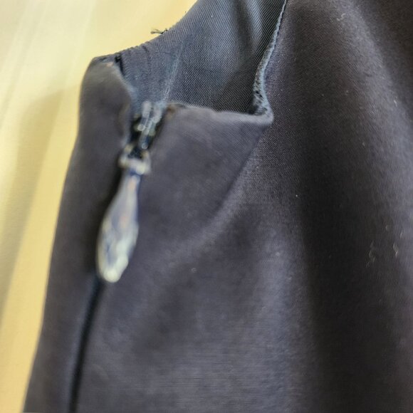 Navy Sheath Dress With V-Neckline by Plaza Sempione APPROX SIZE 8 SEE LISTING - Picture 9 of 14